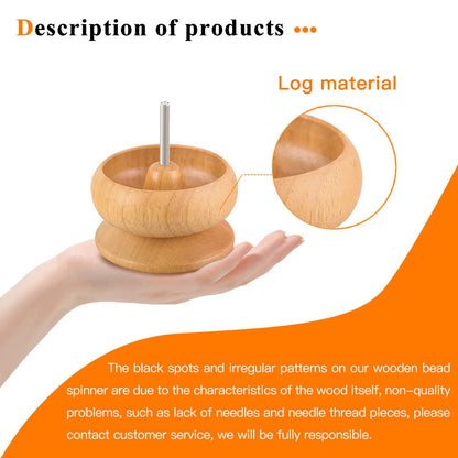 hobbyworker Upgrade Wooden Bead Spinner with 2 Pcs Big Needles,8000 Pcs Seed Beads and 1 Surprise Gift Pack for Jewelry Making Tools,Quickly Stringing Beads Tool, Manual Operated
