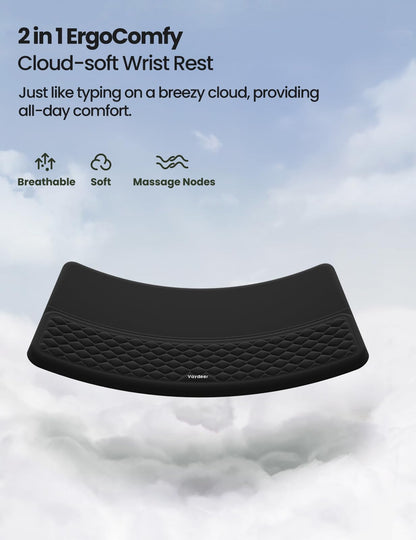 Vaydeer Wrist Rest with Keyboard Stand, Computer Wrist Support Pad, Ergonomic Keyboard Riser Holder Lifter Tray with Wrist Pad, Soft Memory Foam Desk Cushion, Palm Hand Typing for Office Home School