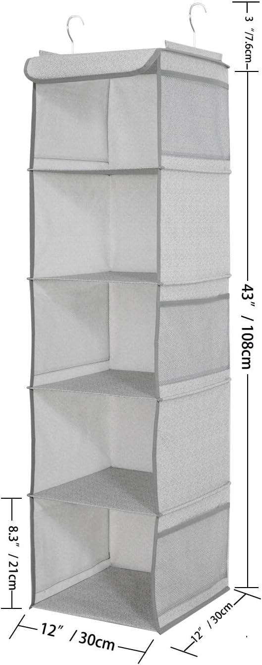 5 Shelves Hanging Closet Organizer, 2 Pack Hanging Storage