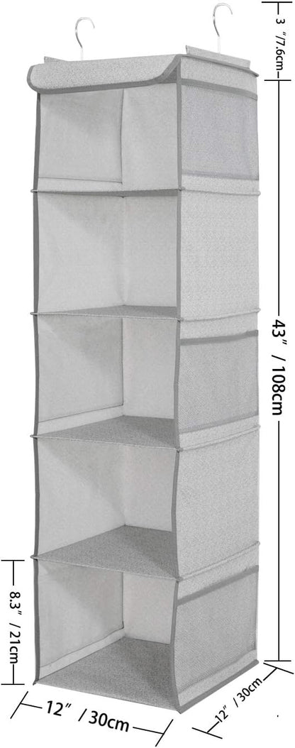 5 Shelves Hanging Closet Organizer, 2 Pack Hanging Storage