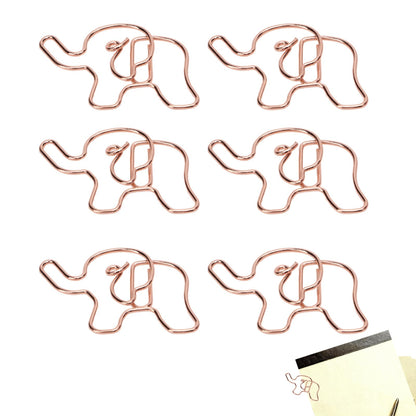 100PCS Rose Gold Cute Paper Clips, Smooth Steel Wire Paperclips Elephant Shaped Paper Clips Decorative Paperclips for Office School Supplies