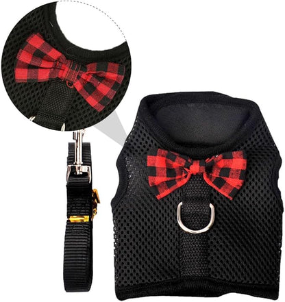 FRCOLOR Breathable Mesh Pet Harness Vest with Pulling Strap, Black Large (Chest 35-40cm) for Small Animals Including Rabbits, Guinea Pigs, and Squirrels