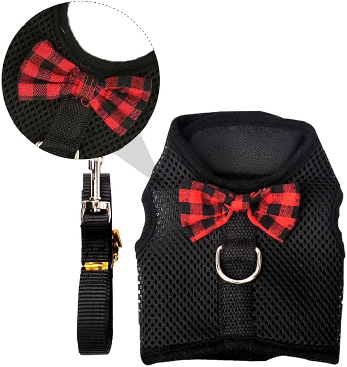 Pet Harness Vest for Small Animals Mesh Chest Strap Breathable No-Pull Dog Harness Black L (Chest 35-40cm) for Rabbits Guinea Pigs Squirrels