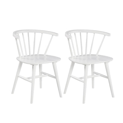 Roundhill Furniture Alwynn Contemporary Wooden Spindle Back Dining Chairs, Set of 2, White