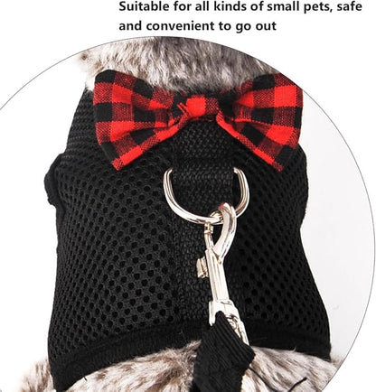 BESTonZON Small Animal Pet Vest Harness Set Breathable Mesh Chest Strap Adjustable Size L 35-40Cm for Rabbit Guinea Pig Squirrel Walking