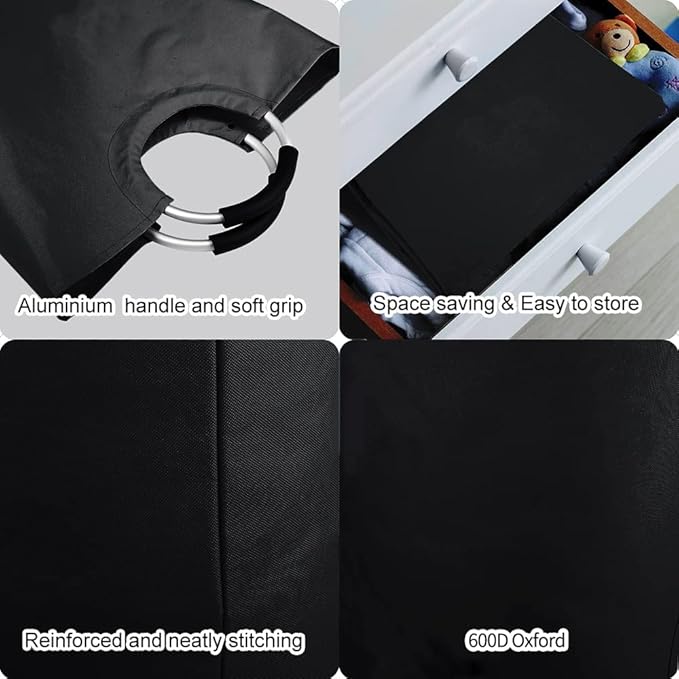 WOOHA 95L Large laundry baskets, Tall Clothes Baskets Folding Washing Bin