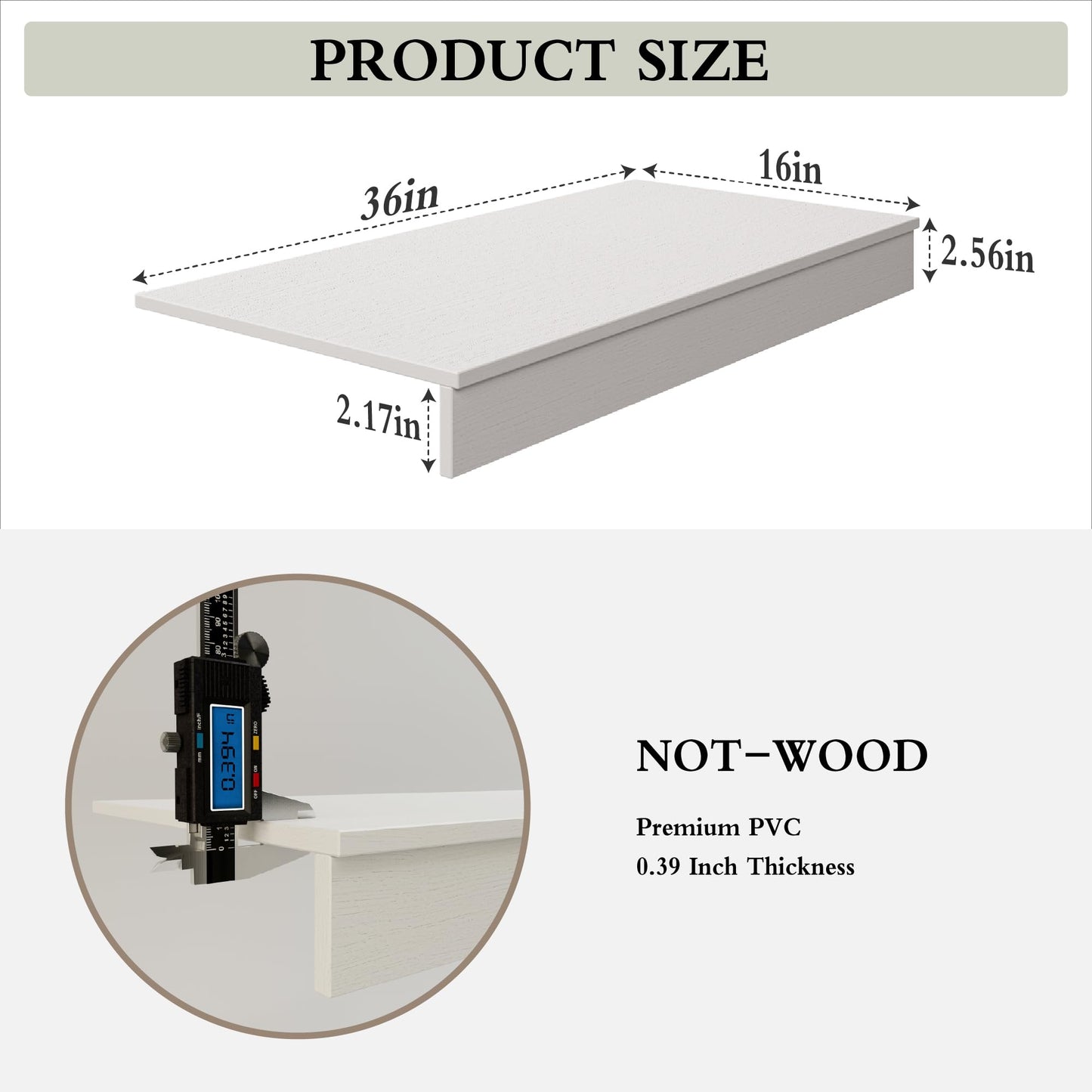 Drconox Wire Shelf Covers, 5Pcs 36"x16"Shelf Covers for Wire Shelving, 0.39 Inch Thick (Not Wood), Moisture Resistant Wires Rack Cover with No Installation for Pantry, Closet, Kitchen (White)