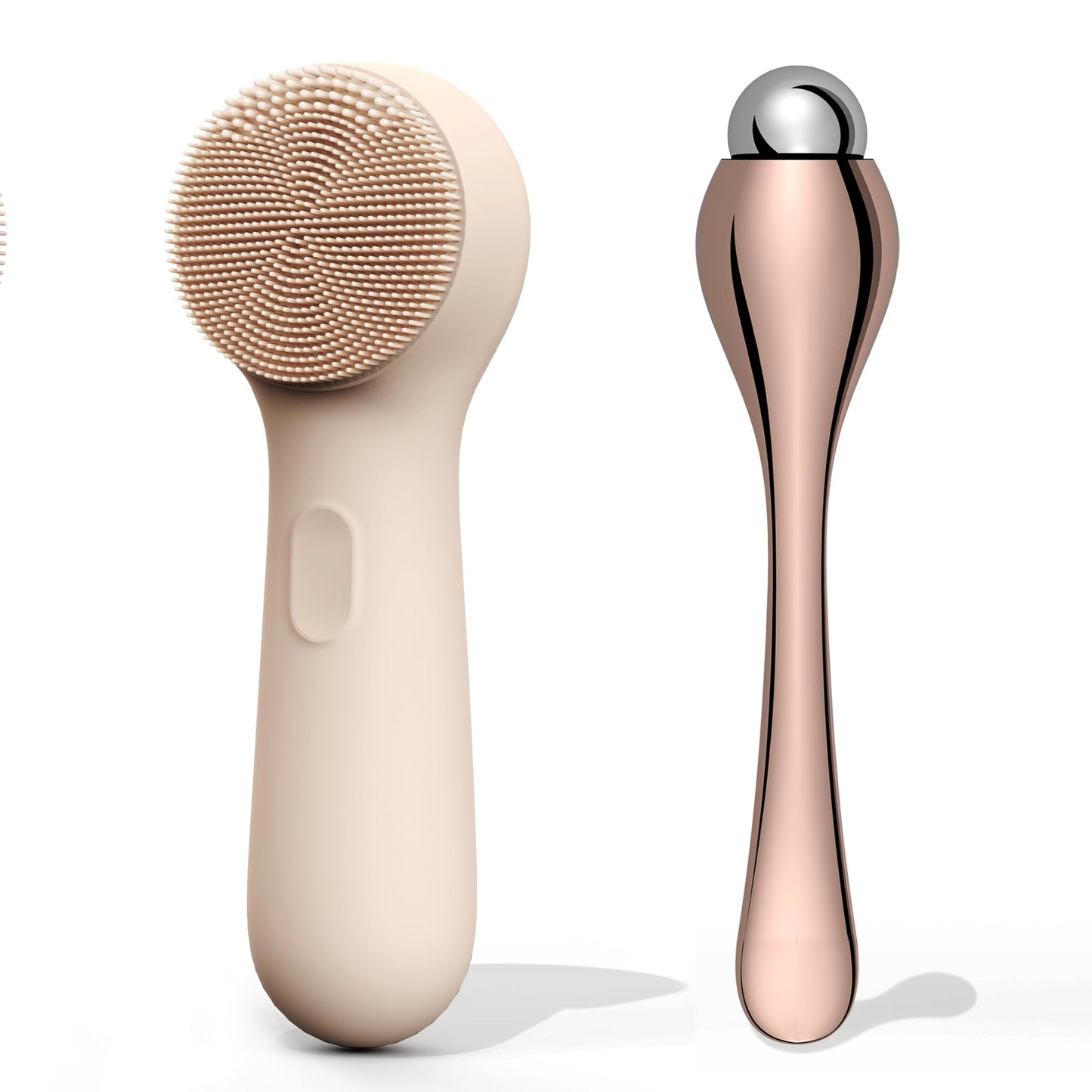 NågraCoola CLIE 2.0 Silicone Face Scrubber, Facial Cleansing Brush, Rechargeable, Waterproof Face Scrub Brush for Deep Cleansing, Exfoliating, Massage, with Eye Roller, for Women and Men - Oat