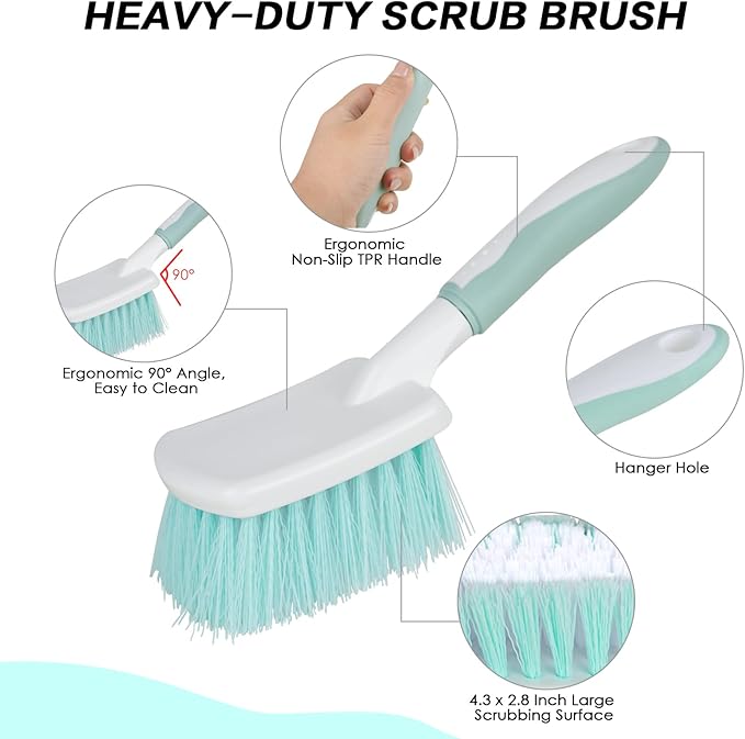 3 Pack Bathroom Scrub Brush Set, Heavy-Duty Scrub Brushes