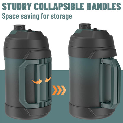 Zukro 1 Gallon Water Jug, One Gallon Large Triple Wall Insulated Metal Jug With Straw and Spout, No Sweat 128 oz Stainless Steel Sport Water Bottle Keeps Cold 48 Hours for Outdoors, Black
