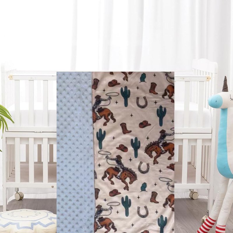 Baby Blanket for Boys Girls Super Soft Double Layer Minky with Dotted Backing Cute Cow Crib Receiving Blanket Bed Throws for Newborns Nursery Stroller Toddler 30 x 40 Inch (Western Cowboy)