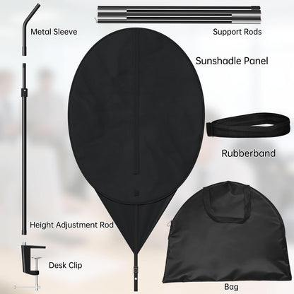 Large Office Cubicle Desk Shade – Blocks Overhead Light, Reduces Eye Strain & Headaches for Light Sensitive Workers, Anti-Glare Canopy, Black
