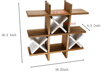 Owlgift Tic Tac Toe Toilet Paper Holder Rack Rustic Burnt Wooden Toilet Paper Storage Bathroom Hanging Storage Wall Mounted Shelves Décor for Toilet Tissue Farmhouse
