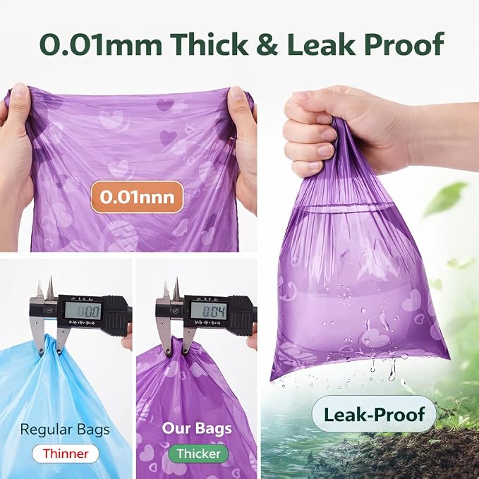 BPI Certified Compostable Dog Poop Bags 120 Count, Extra Thick Leak-Proof Pet Waste Bags, ASTM D6400 Biodegradable, 9 x 13 Inches for Small & Large Dogs
