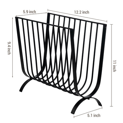 MyGift Matte Black Metal Magazine Rack, Deluxe Mid Century Wire Magazine Rack, Tabletop or Floor Standing Sling Basket for Magazines and Newspapers