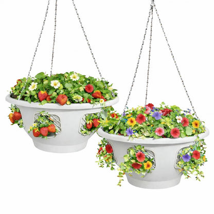 smart spring Ultimate Hanging Baskets - Strawberry, Tomato, Flower, and Herb Outdoor Planters - Use Garden Pots for Growing Plants Outside On A Deck, Fence, or Balcony
