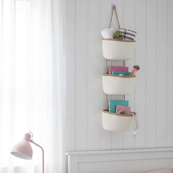 TeoKJ 3-Tier Wall hanging Storage Bags, Over the Door Organizer, Decorative