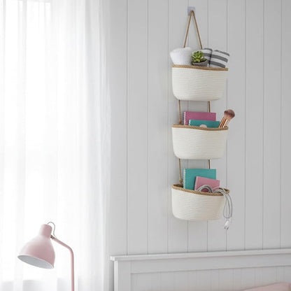 TeoKJ 3-Tier Wall hanging Storage Bags, Over the Door Organizer, Decorative
