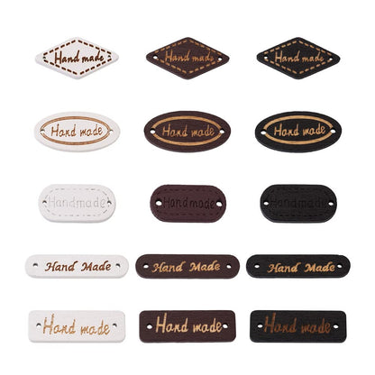 Cheriswelry 300pcs Wooden Label Links - Rectangle, Oval, Rhombus Tag Labels for DIY Craft, Jeans, Bags, Shoes, Hat Accessories