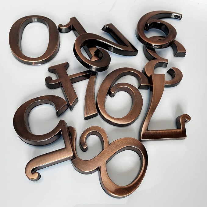 Self Adhesive Mailbox Numbers, 3D Door Address Number Stickers for Aprtment Office Home Room or Outside Business Decorative Project (Copper, 2" - Set of 20)