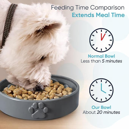 Slow Feeder Dog Bowls – 1.5-Cup Ceramic Dog Bowl Slow Feeder – Microwaveable Dog Slow Feeder for Small and Medium Dogs – Lead and BPA-Free Ceramic Pet Bowl – Pet Feeder for Fast Eaters