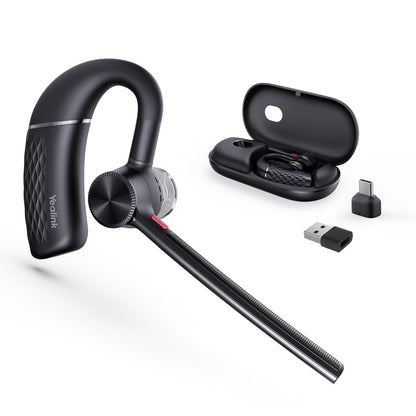 Yealink BH71 Pro Bluetooth Headset with USB-C/A Dongle, Teams Certified, Wireless Earpiece for Cell Phone,PC,Laptop,Noise Cancelling Microphone, Adjustable Ear Hook