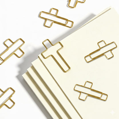 200 Pack Gold Cross Paper Clips, Decorative Paper Clips and Bookmarks for Bible Study, Journaling, Church Office and Home Use
