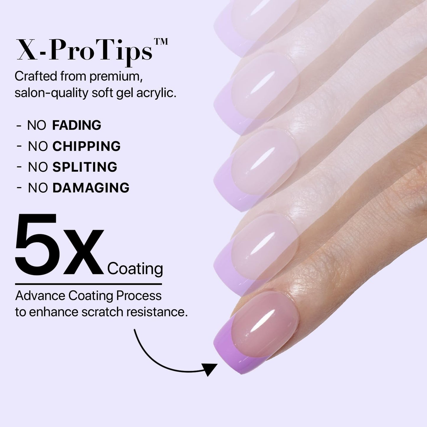 SXC Cosmetics French Tip Press On Nails - Skin Tone Nude and Color Series, Short Coffin X-Pro Tips Starter Kit ST119KIT