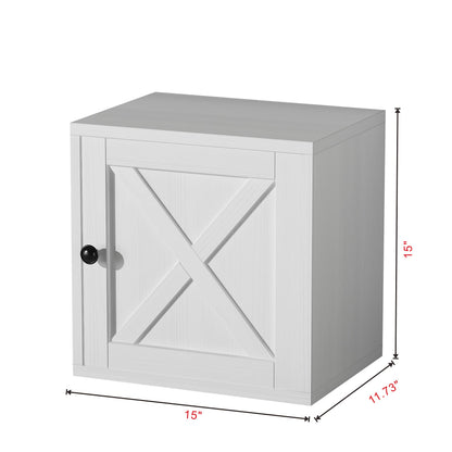 FUSUNBAO Magic DIY Cube Storage Organizer Stackable Cubes for Home Books Clothes Toy-Modular Cubby Storage System-Office Cubical-Bookcase Closet (Pure White-Washed, Door Cube)