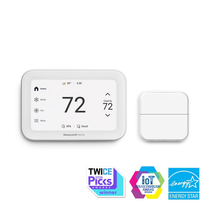 Honeywell Home X8S Smart Thermostat with Room Sensor, Video Doorbell Compatibility, IAQ Control, and Customizable Touchscreen Display, White