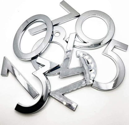 10 Pack Mailbox Numbers 0-9, 2.76 Inch High, Door Address Numbers Stickers for Apartment, House, Room, Office, Cars, Trucks, Silver Plating Process Number Sign