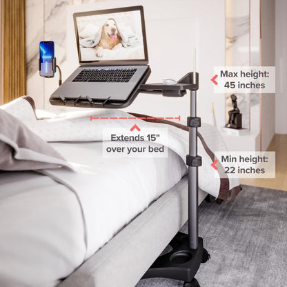 LEVO G2 V16 Mobile Laptop Stand Desk Rolling Cart Adjustable with Mouse Tray