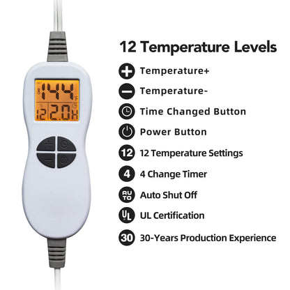 Ruqiji 17''x33'' XXXL King Size Heating Pad with 120 Minutes Auto Shut Off&6 Temperature Settings, Flannel Electric Heating Pad/Pain Relief for Back/Neck/Shoulders/Menstrual Pain/Leg Cramp (Dark Blue)