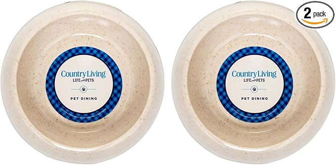 Country Living Set of 2 White Swan Bamboo Dog Bowls (32oz) – Naturally Sourced Bamboo Design, Non-Toxic, Durable, Dishwasher & Microwave Safe and Pet-Safe Feeding Dish, Ideal for Medium to Large Dogs