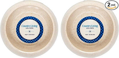 Country Living Set of 2 White Swan Bamboo Dog Bowls (32oz) – Naturally Sourced Bamboo Design, Non-Toxic, Durable, Dishwasher & Microwave Safe and Pet-Safe Feeding Dish, Ideal for Medium to Large Dogs