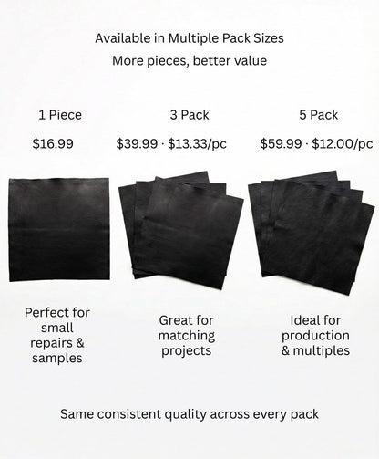 Natural Grain Cow Leathers: 12'' x 12'' Pre-Cut Leather Pieces (Black, 1 Piece)