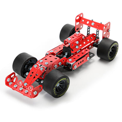 BESTYMXY Building Kit Car Model, 1:20 Scale Race Car Metal Model STEM Project Building, Assembly Toy Set STEM Projects Toys for Boys 8-12, Red Vehicle DIY Assembly Metal Model