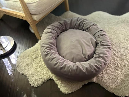 Organic Cotton Canvas Dog Bed: Removable Cover, Natural Fill - Made in USA (Blue Gray, Large 35" x 8" inches)