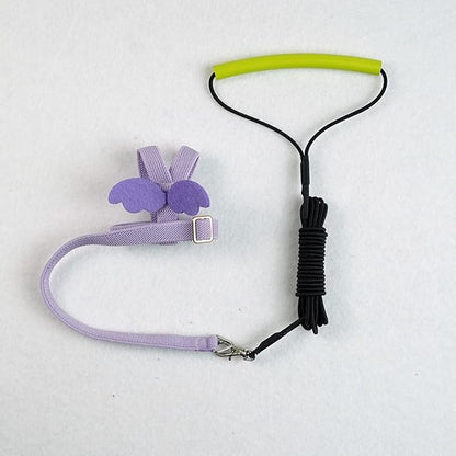 Pet Parrot Bird Harness Leash Adjustable Bird Flying Harness Traction Rope with Cute Wing for Parrots Pigeons Budgerigar Lovebird Cockatiel Mynah Outdoor Training Toy (L, Purple)