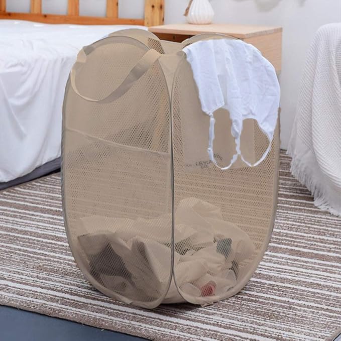 Mesh Popup Laundry Hamper, Foldable Laundry Basket Clothes Hamper