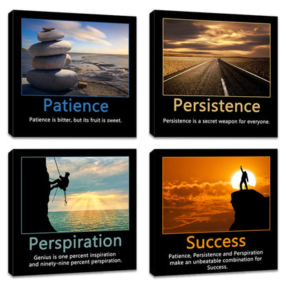 Artsbay Motivational Wall Art Inspirational Quotes Prints Office Wall Decor Classroom Gym Decor Teamwork Framed Painting 16" W x 16" H x 4PCS