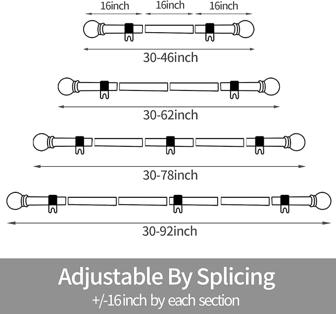 Thestoa Curtain Rods for Windows 30-46 inch, 5/8" Brushed Nickel Curtain Rod, Stainless Steel Small Curtain Rods for Bedroom, Living Room, Farmhouse, Outdoor Curtain Rod Silver