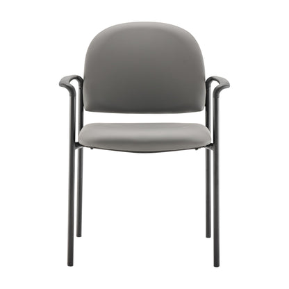Flash Furniture Tiffany Side Reception Chair with Armrests, Stackable Vinyl Waiting Room Chair for Commercial or Residential Use, Gray