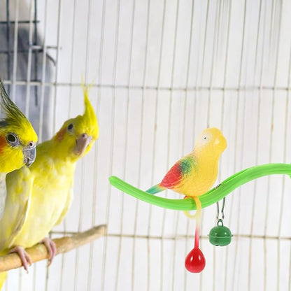 POPETPOP Swing Bird Model Bird Perch Toy Plastic Cage Stand Simulation Fake cage Toy Parakeets Perch Funny Teasing for Cockatiels Cockatoo Macaw