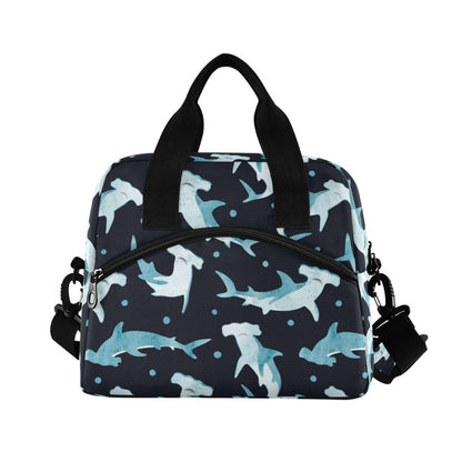 PJGINUIUA Lunch Bag for Women Men Lunchbox Organizer, Hammerhead Shark Leakproof Lunch Cooler Tote with Shoulder Strap for Kids Adult Insulated Thermal Bag for Work School Picnic Beach