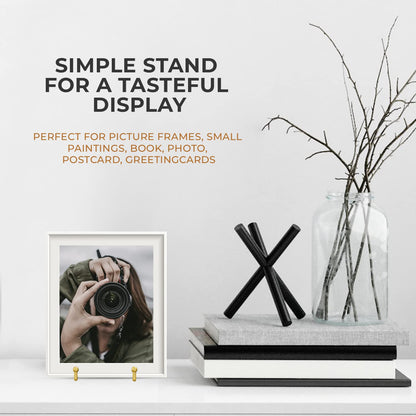 TR-LIFE 4 Pack 3 Inch Plate Stands - Display Stand + Metal Frame Holder for Picture, Decorative Plate, Photo Easel, Tabletop Art (Gold)