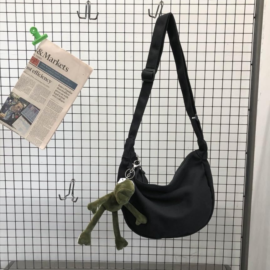 Medium Nylon Crossbody Crescent Bag for Women Men Fashionable Shoulder Bag with Adjustable Strap for Everyday Casual Travel