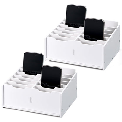 Ctosree 2 Pcs Classroom Cell Phone Holder, Cellphone Decor Storage Box for Students Management Calculator Phone Organizer Box for School Office Shelf(8.58 x 6.73 x 4.02 Inch)