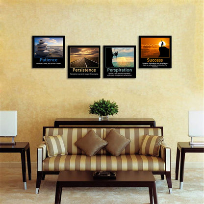 Artsbay Motivational Wall Art Inspirational Quotes Prints Office Wall Decor Classroom Gym Decor Teamwork Framed Painting 16" W x 16" H x 4PCS
