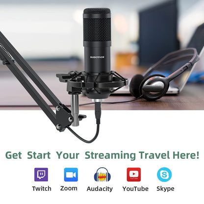 SUDOTACK USB Condenser Podcast Microphone for PC: Studio Microphone Kit with 192KHz/24bit Professional Sound Chipset Cardioid for Recording, Streaming, Gaming, Voice-Over, YouTube, Twitch (ST-800)